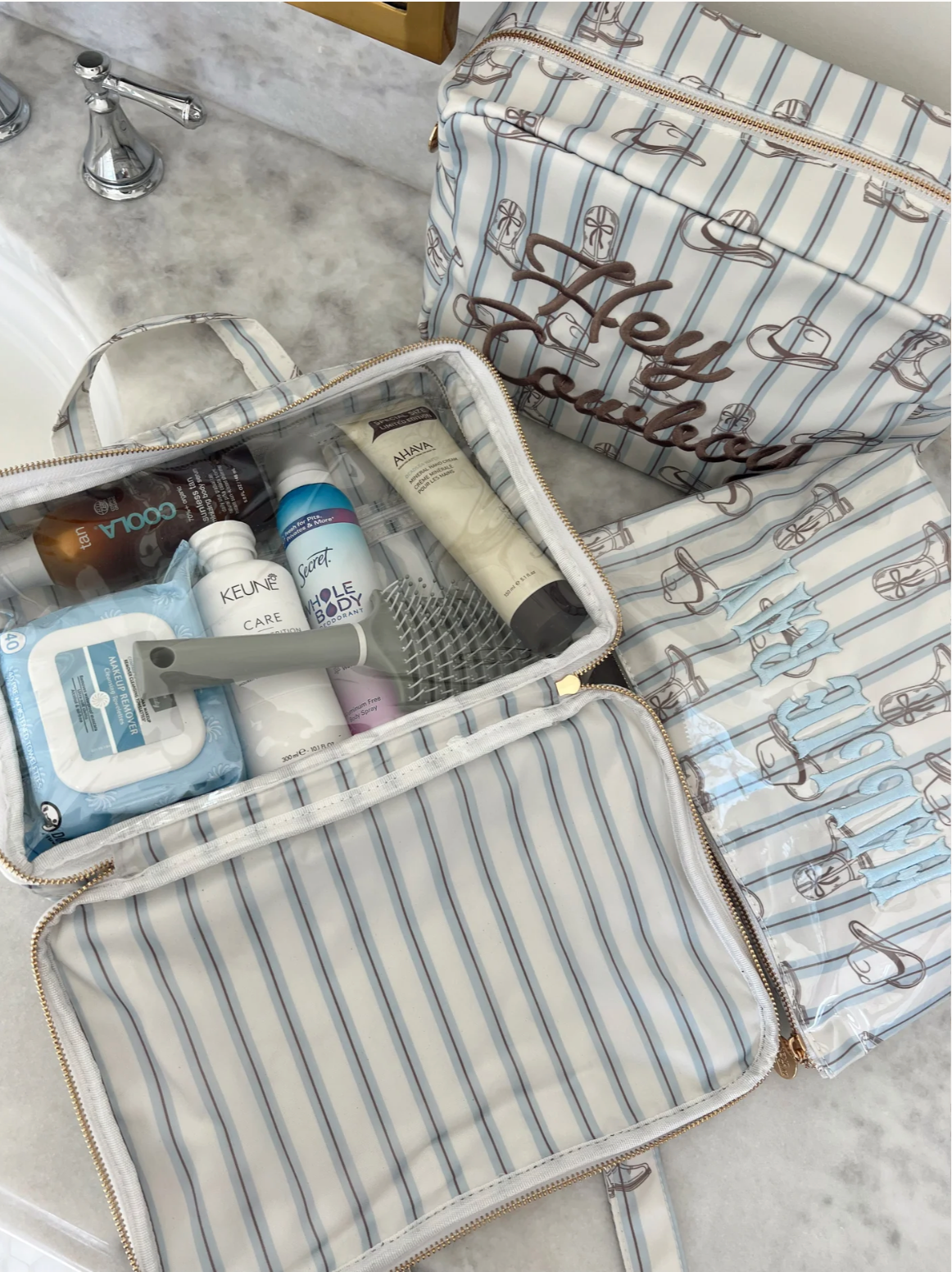 NEW!! Western Striped Clear Toiletry Case