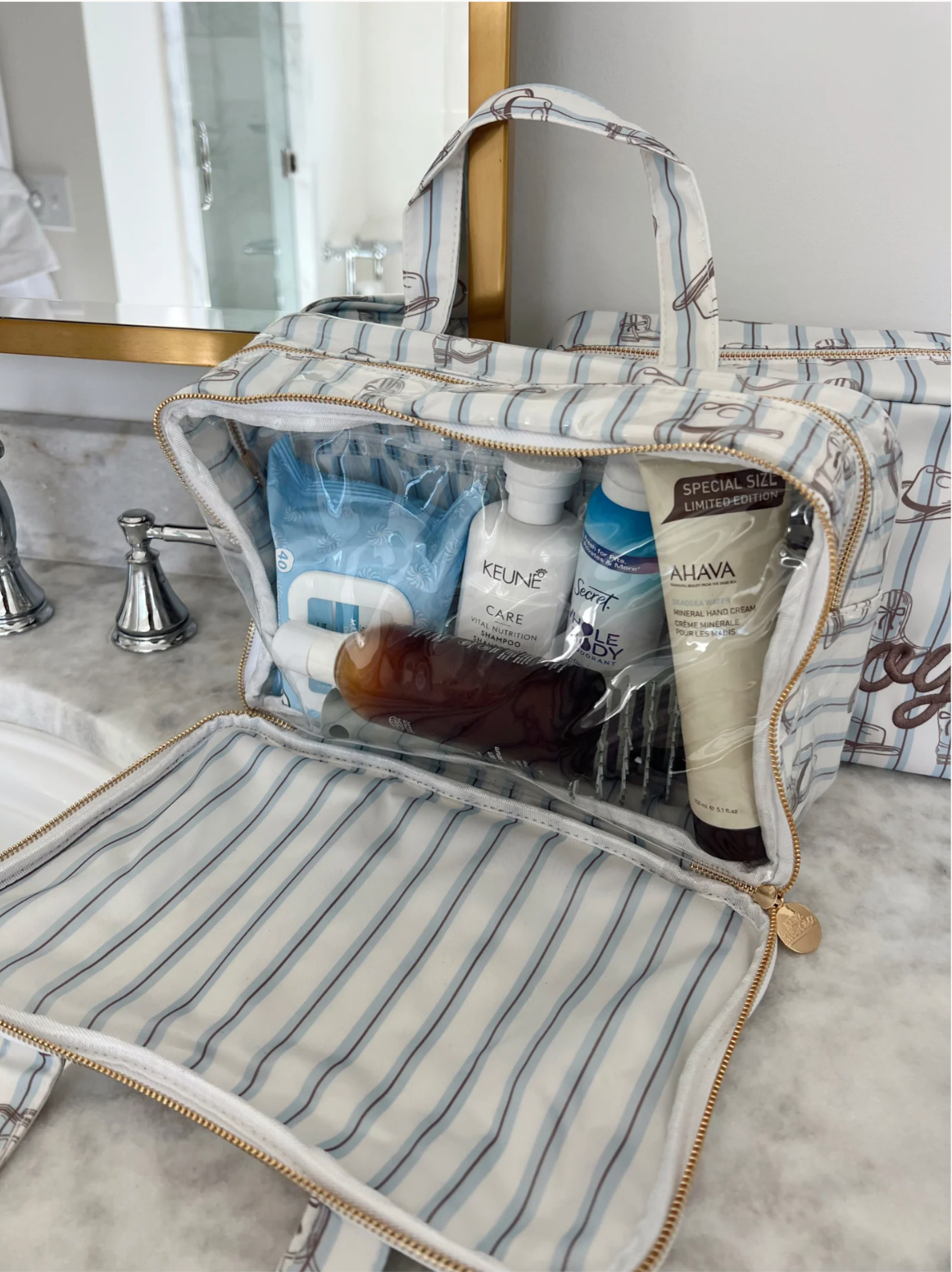 NEW!! Western Striped Clear Toiletry Case