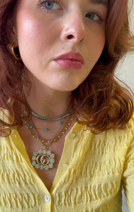 NEW!! Authentic Vintage Crystal G Pendant Necklace in 2 Sizes