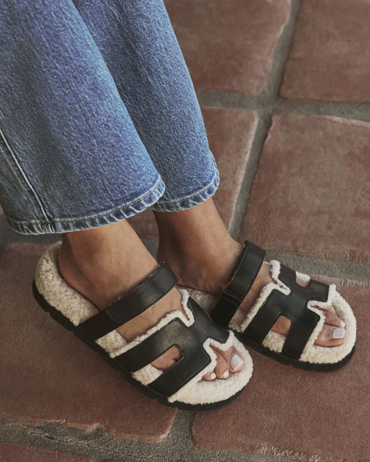 NEW!! Alpine Sherpa Slides in Black