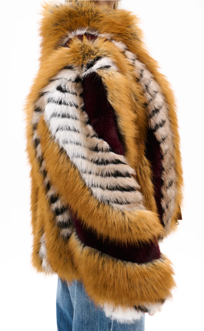 Inez Faux Fur Jacket in Burgundy - PRE ORDER