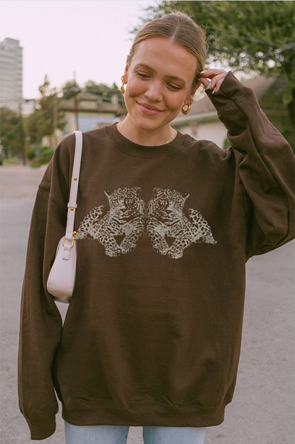 NEW!! Twin Leopard Sweatshirt in Brown