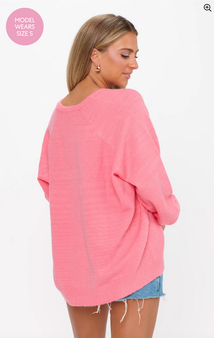 Anything Goes Knit Sweater in Coral