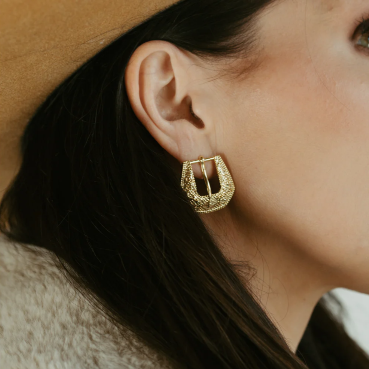 Buckle Betty Earrings in Gold