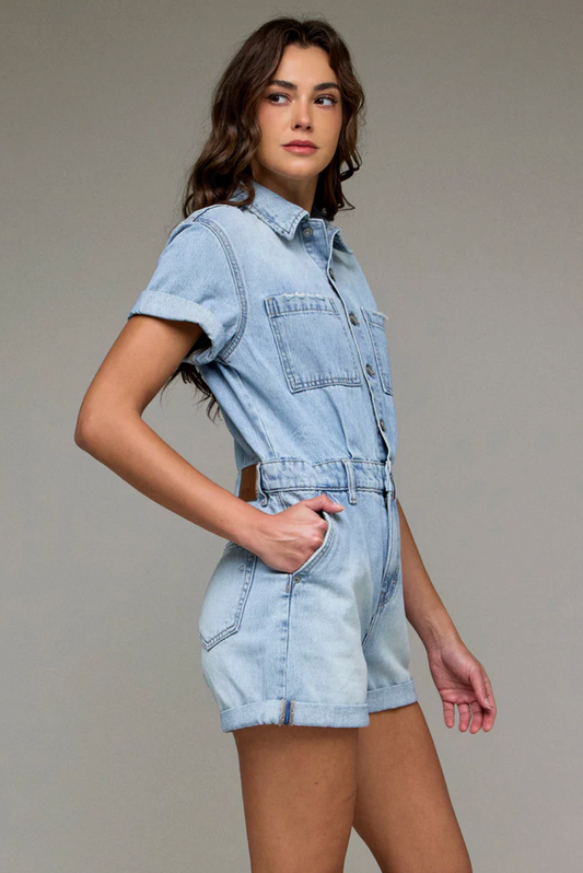 The Dylan Romper in Medium Light