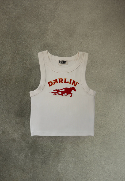 Hot Bronc Crop Tank in Creme