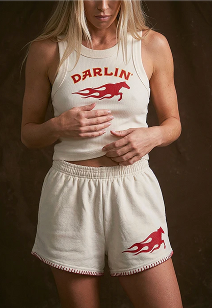 Hot Bronc Heavy Fleece Short in Creme