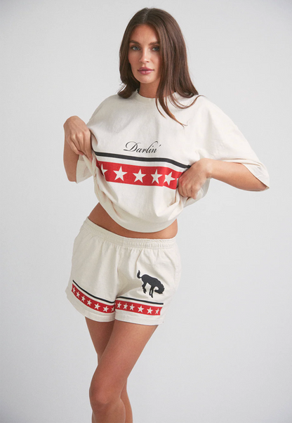 Spangled Short Sleeve Tee in Creme