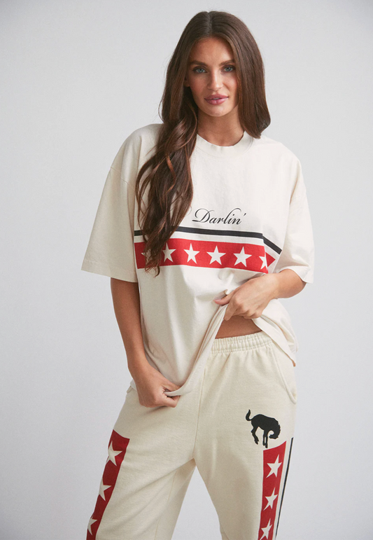Spangled Short Sleeve Tee in Creme