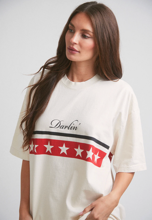 Spangled Short Sleeve Tee in Creme