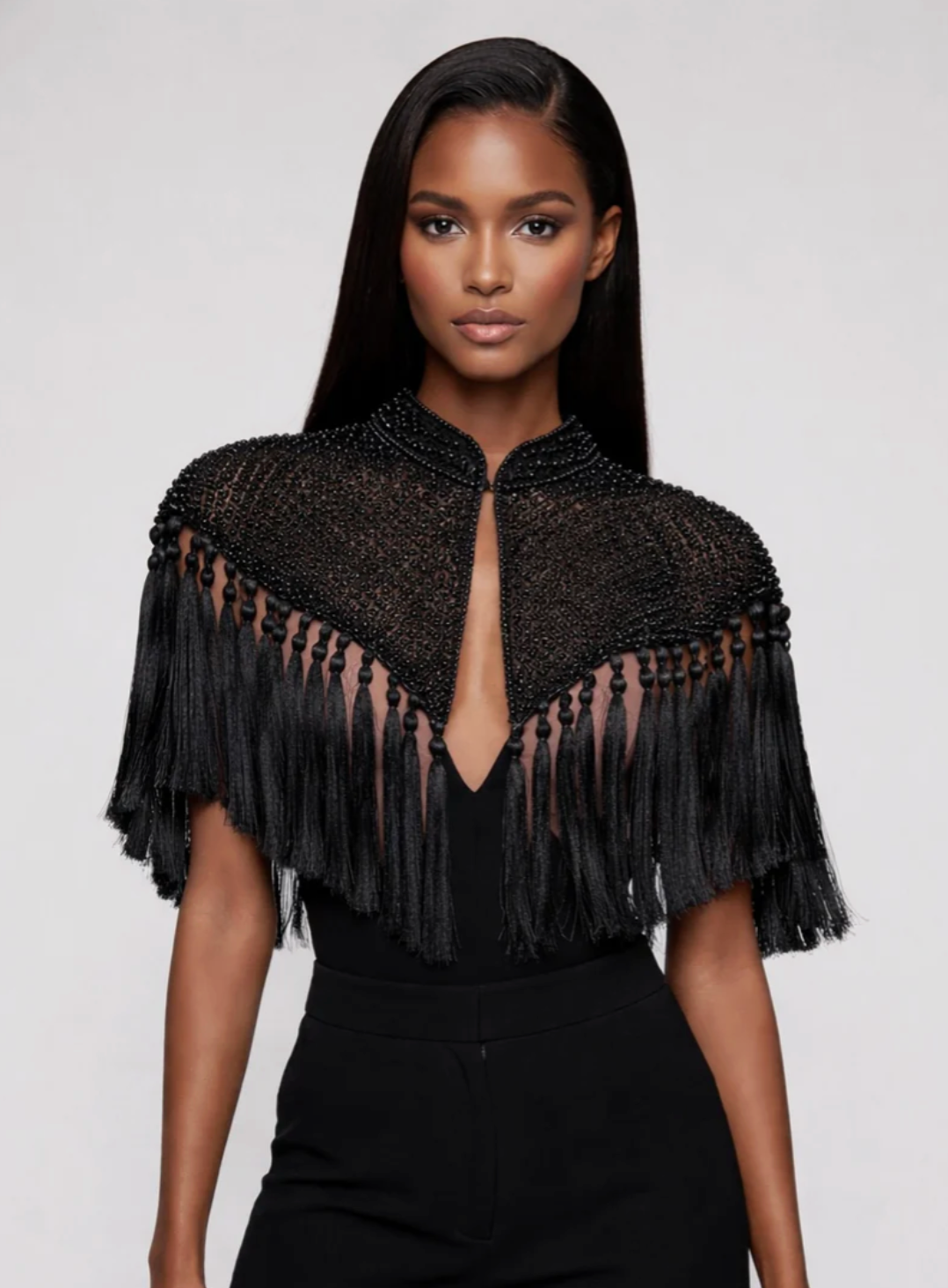Black Fringe Tassel Cape