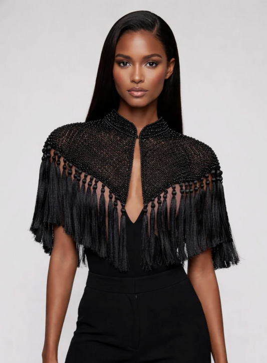 Black Fringe Tassel Cape