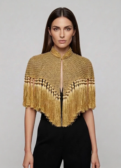 Gold Fringe Tassel Cape