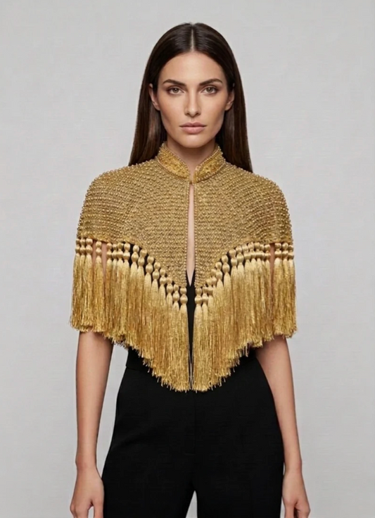 Gold Fringe Tassel Cape
