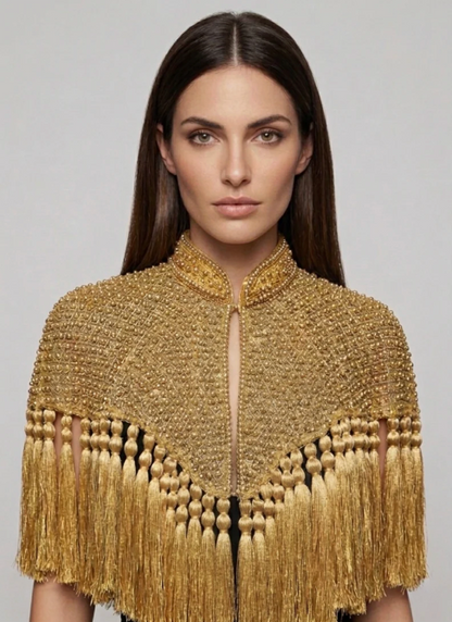 Gold Fringe Tassel Cape