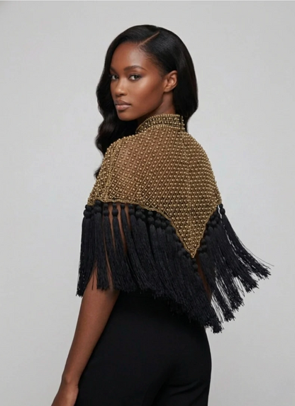 Two Tone Fringe Tassel Cape