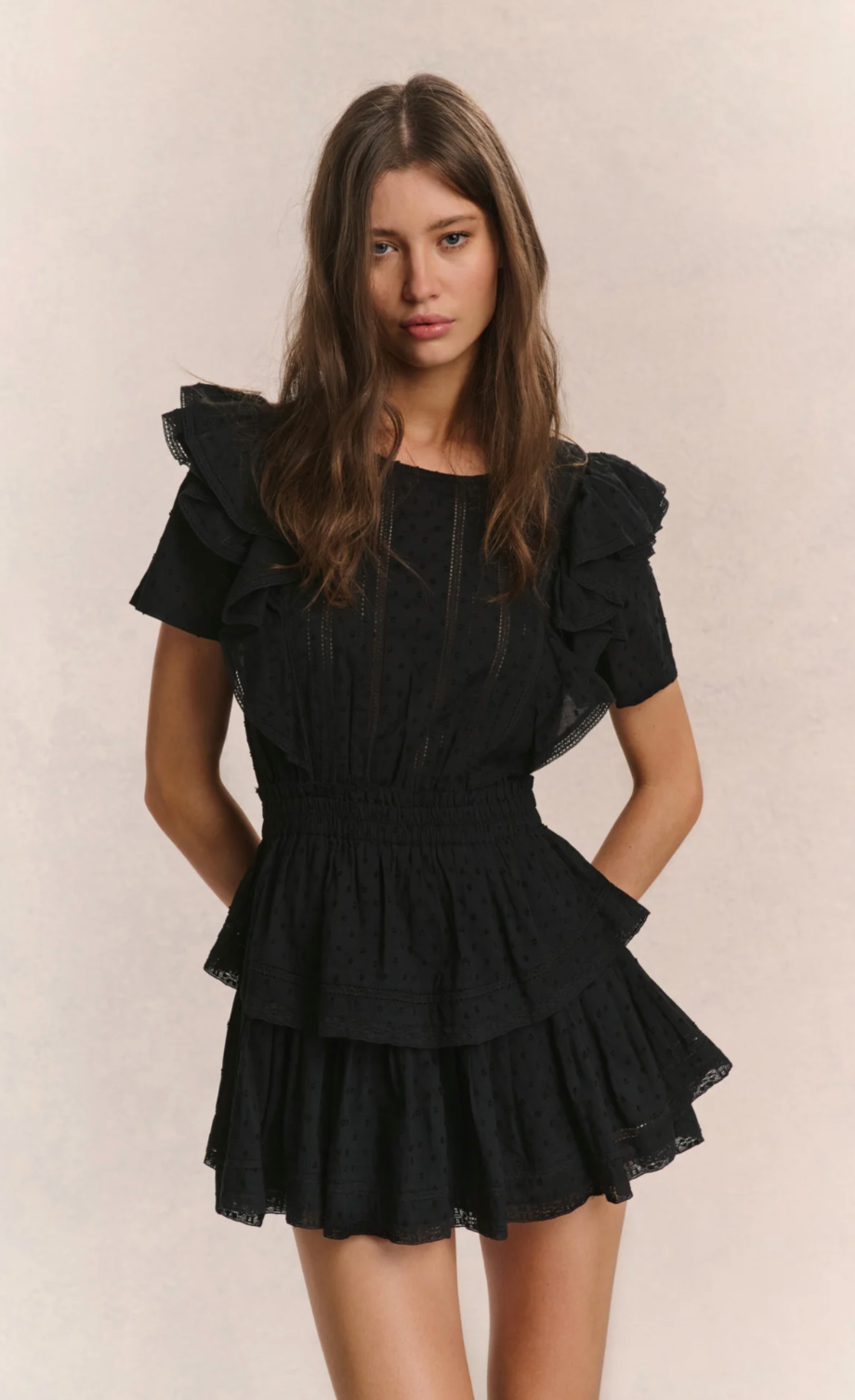 Natasha Heritage Mini Dress - Black