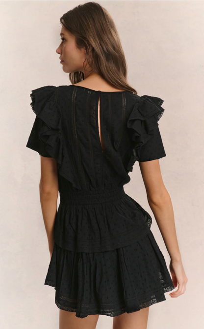 Natasha Heritage Mini Dress - Black