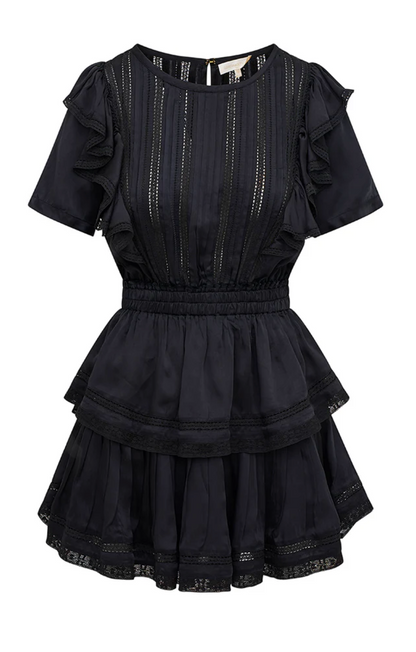 Natasha Heritage Mini Dress - Black