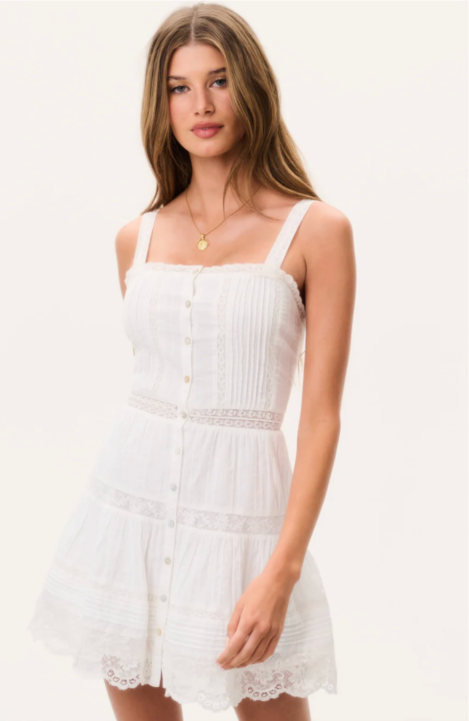 Charlize Cotton Mini Dress - White