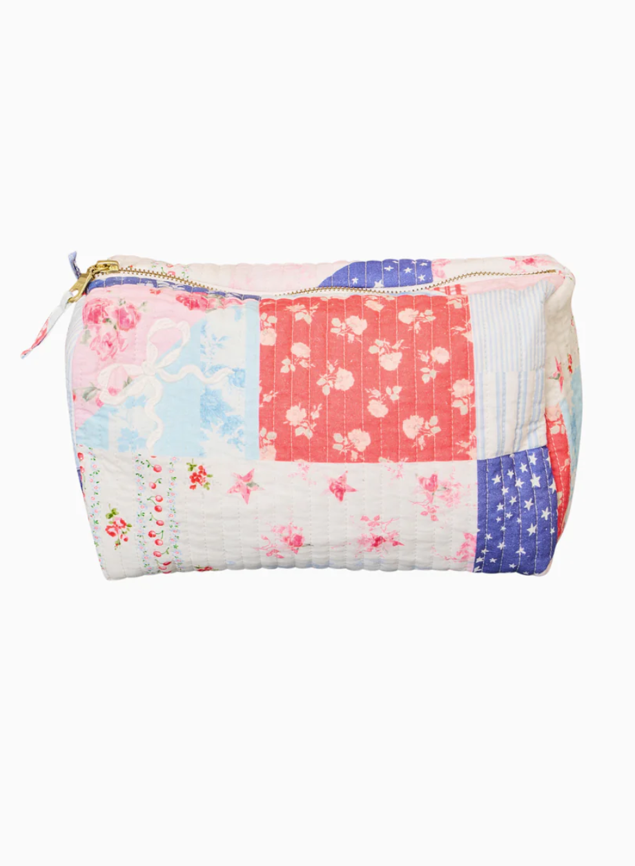 Octavia Patchwork Print Cosmetic Bag - Blueberry Sundae