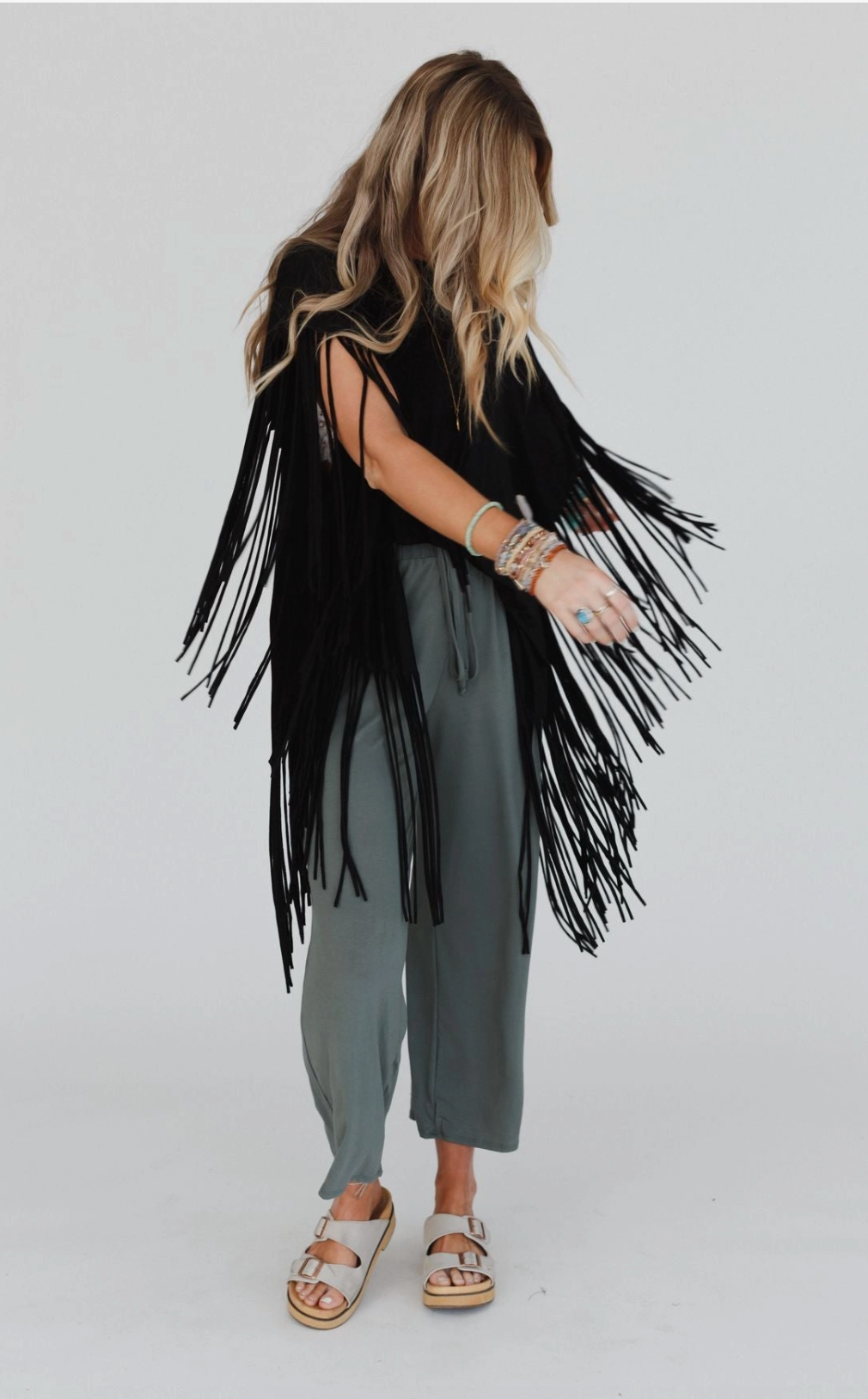 Oversized Fringe Top in Black