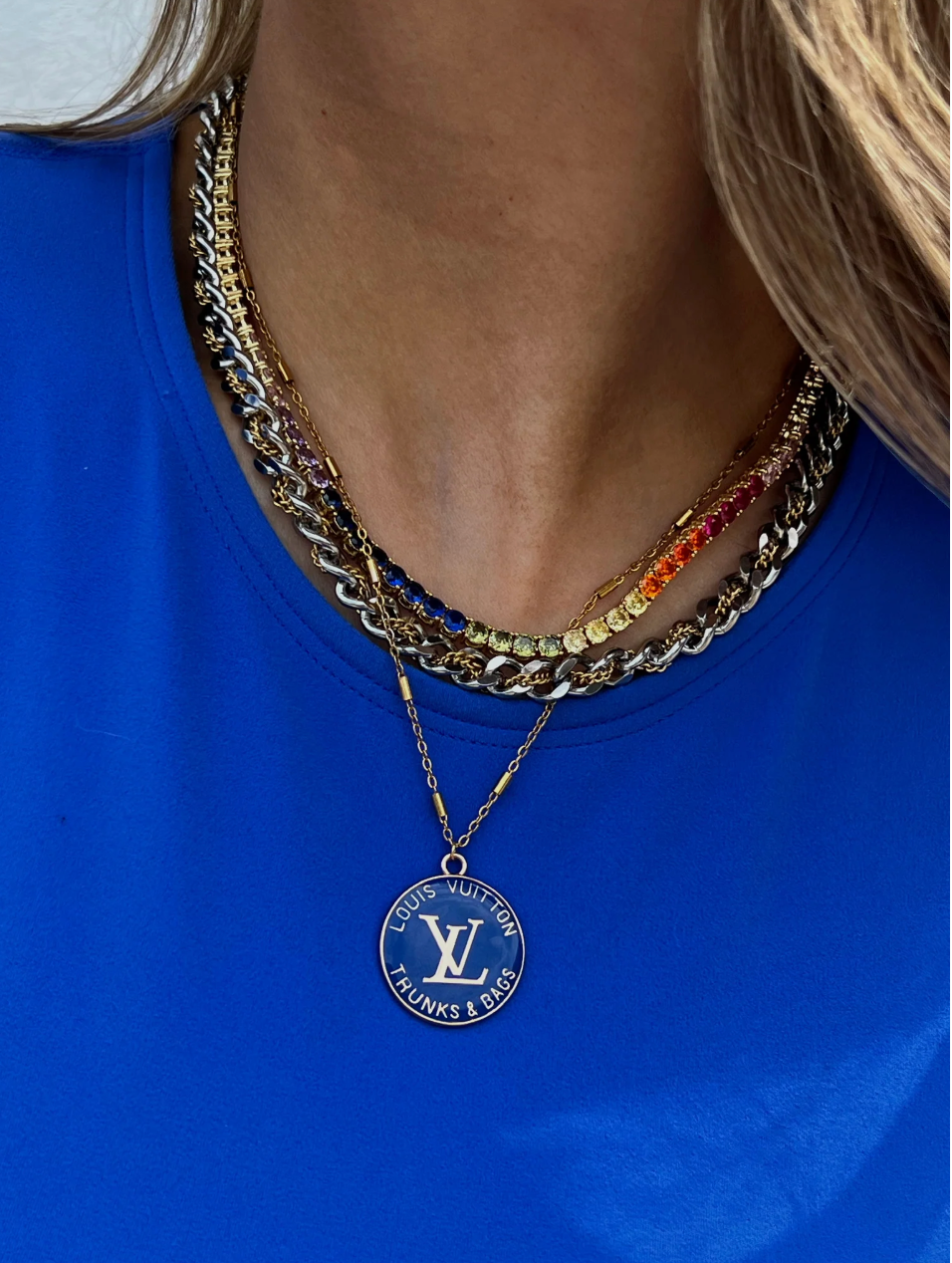 Authentic Vintage Cobalt Blue Trunk Necklace