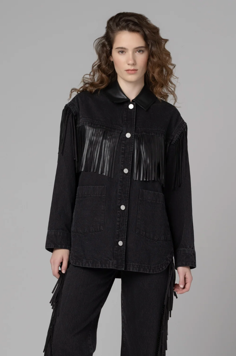 Pony Up Fringe Jacket in Black