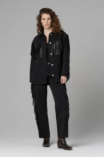 Pony Up Fringe Jacket in Black