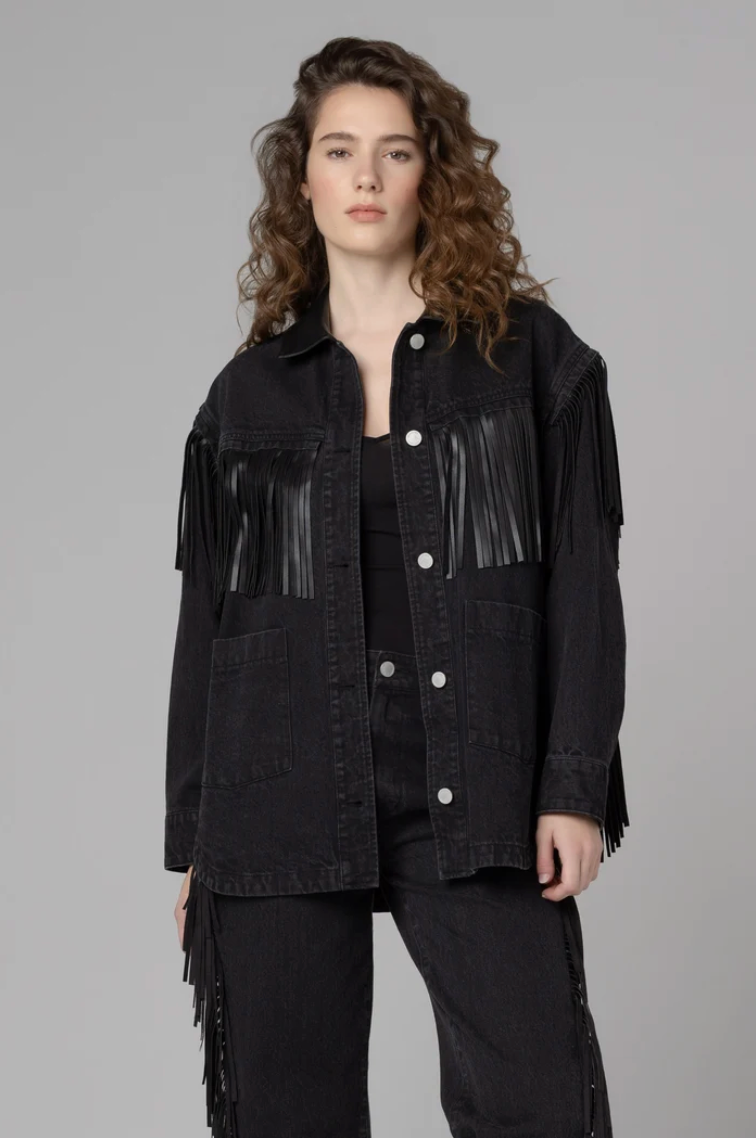Pony Up Fringe Jacket in Black