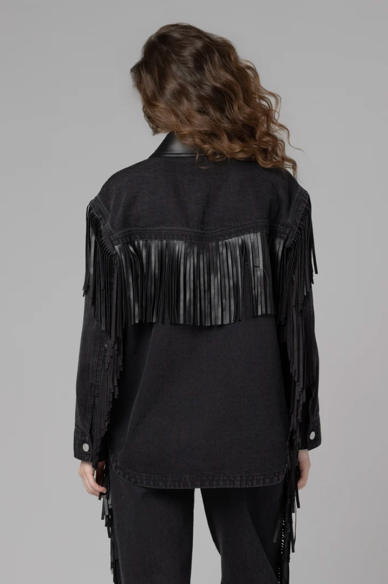 Pony Up Fringe Jacket in Black
