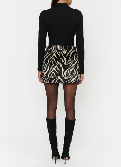 Phoebe Mini Skirt in Zebra Faux Fur