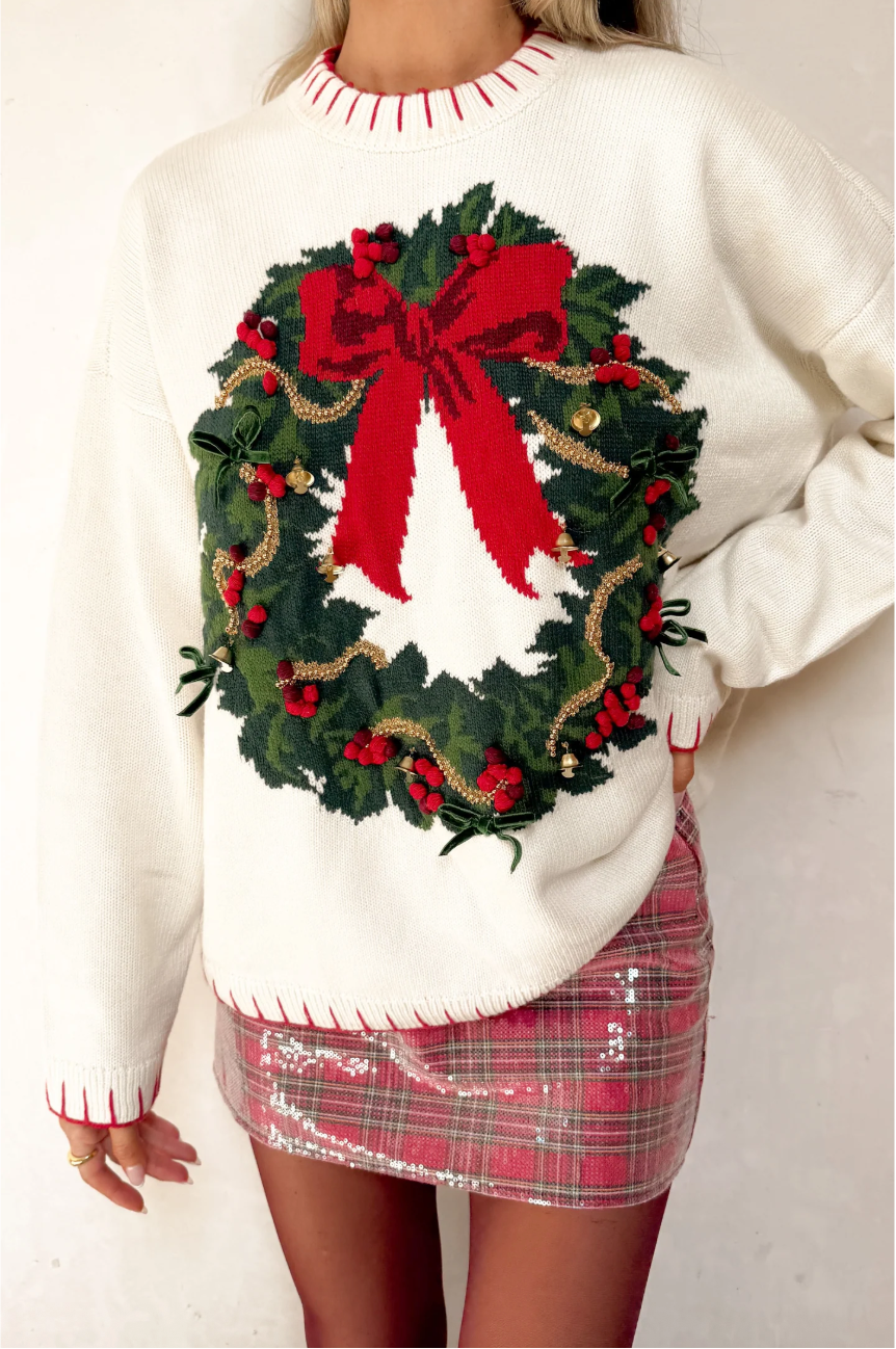 Beckett Sweater - Wreath Graphic Knit