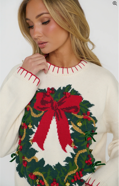 Beckett Sweater - Wreath Graphic Knit