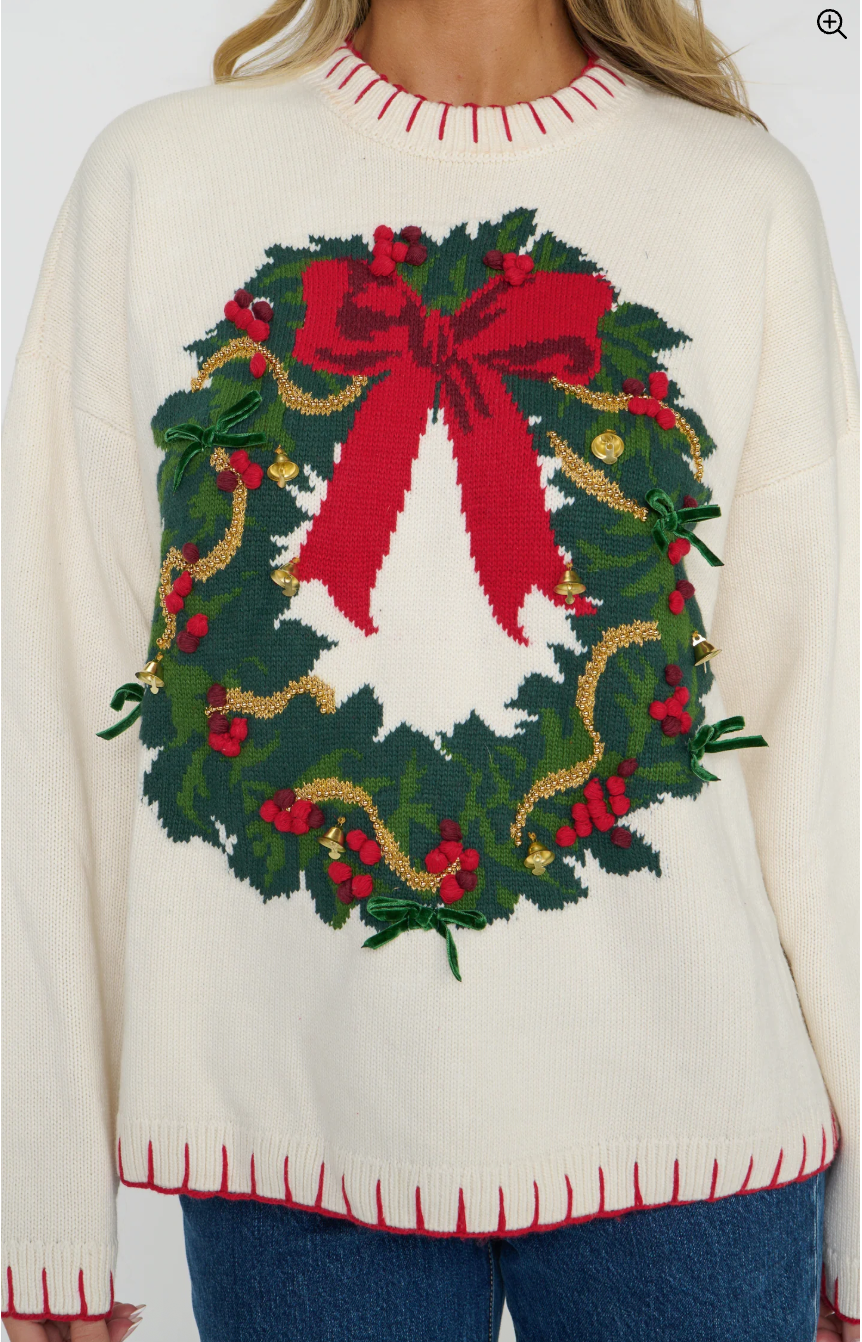 Beckett Sweater - Wreath Graphic Knit