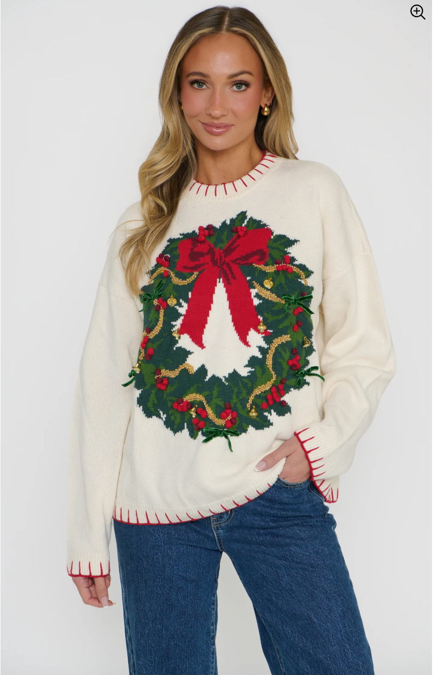 Beckett Sweater - Wreath Graphic Knit