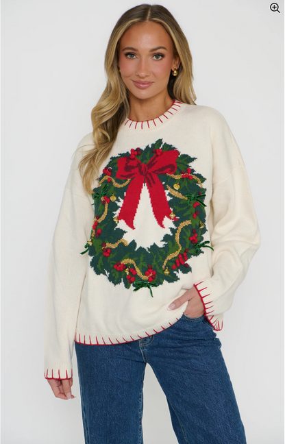 Beckett Sweater - Wreath Graphic Knit