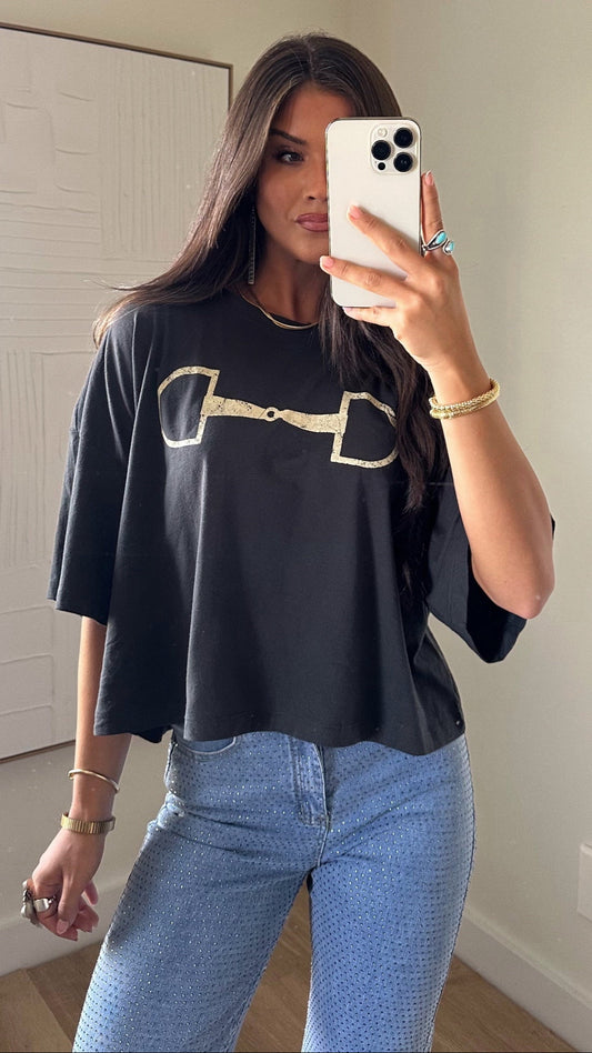 NEW!! Horse Bit Graphic Tee in Black