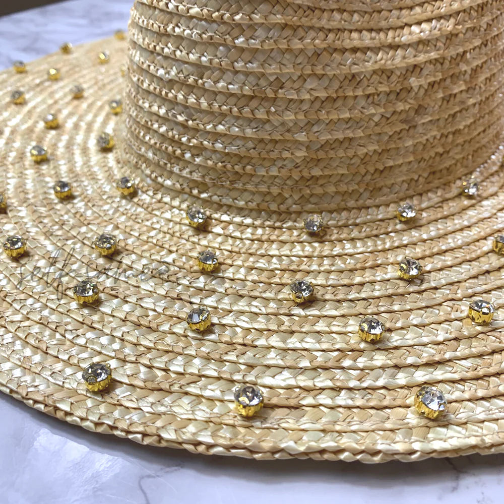 NEW!! Roma Rhinestone Straw Panama in Clear