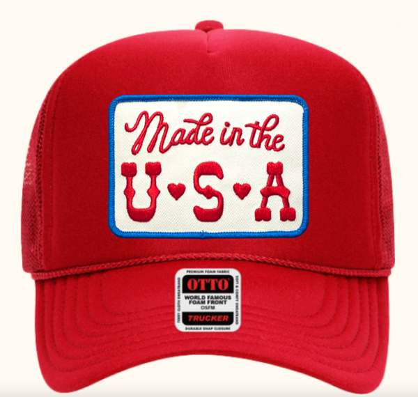 NEW!! "Made in the USA" Trucker Hat in Red