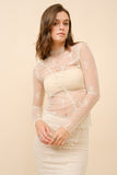 NEW!! Mila Lace Mock Neck Top in Cream