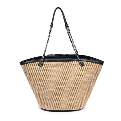 "Portofino" Straw Tote in Black