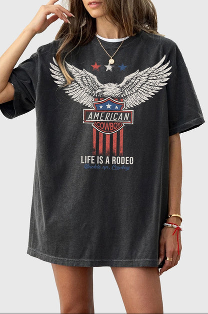 American Cowboy Tee in Washed Black