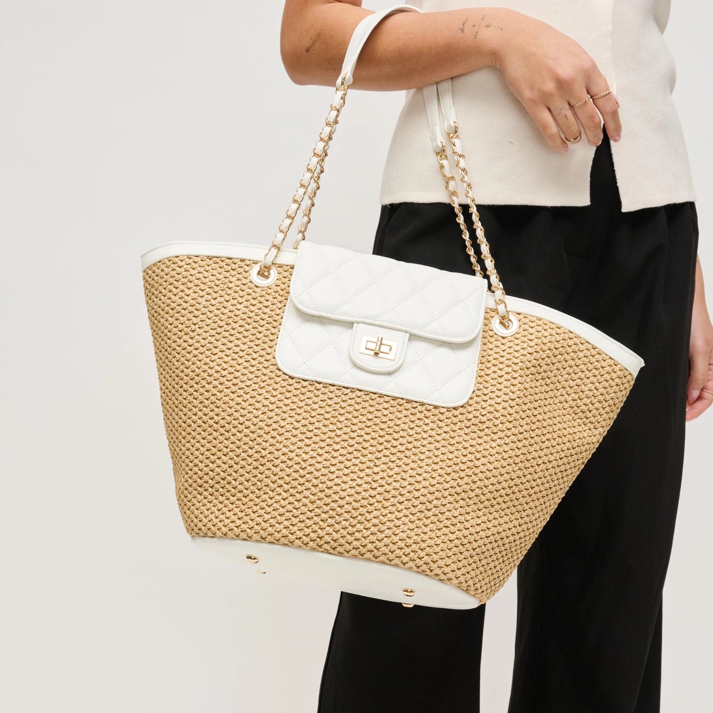 "Portofino" Straw Tote in White
