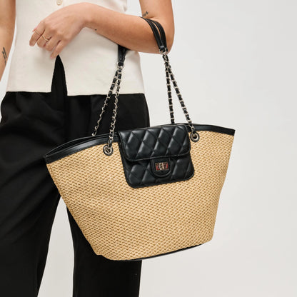 "Portofino" Straw Tote in Black