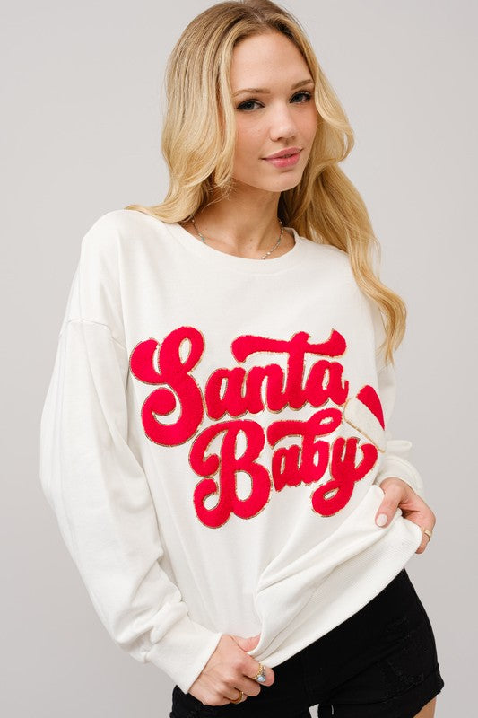 NEW!! Santa Baby Sweatshirt in White