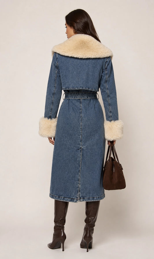 Hudson Denim and Faux Fur Trench Coat