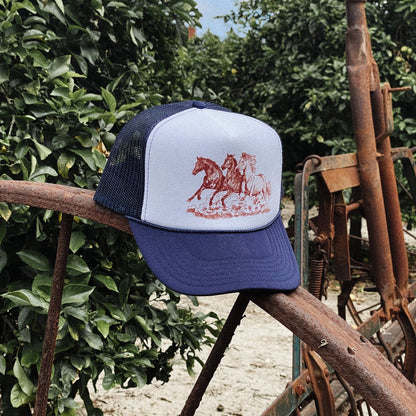NEW!! Wild Horses Trucker in Navy/White