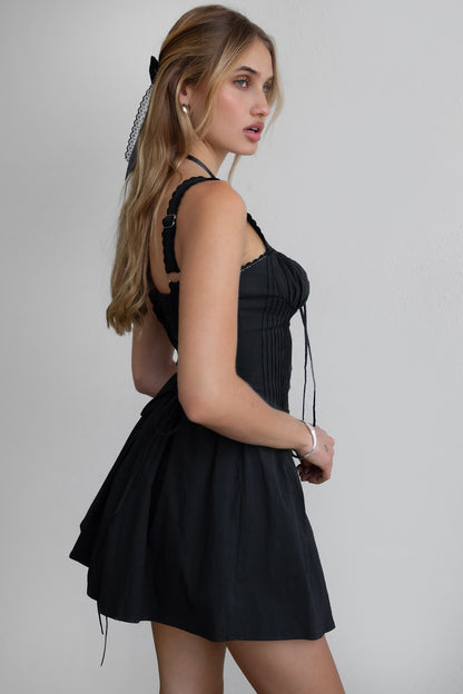 "Darcy" Poplin Mini Dress in Black