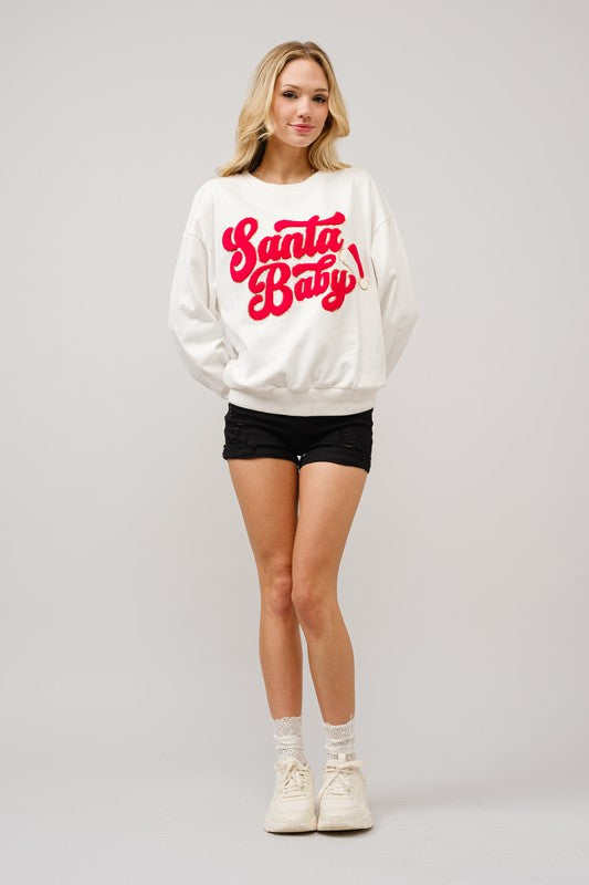 NEW!! Santa Baby Sweatshirt in White